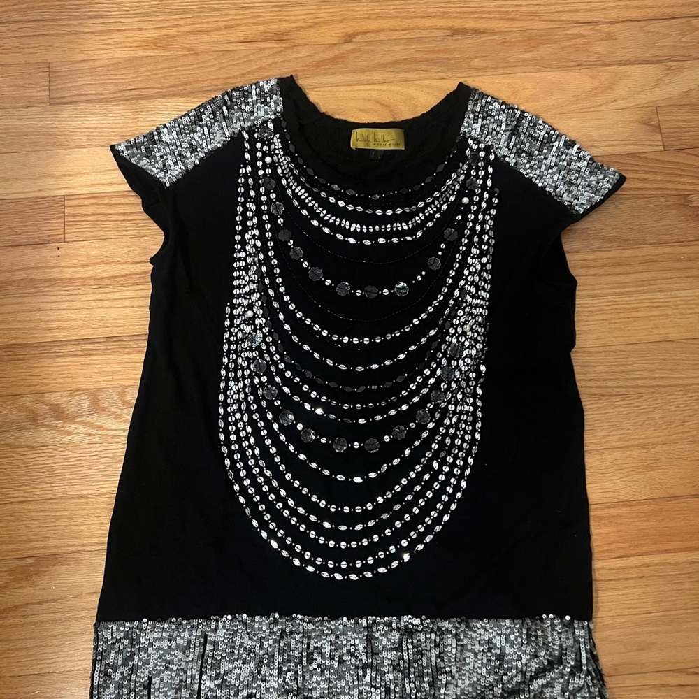 Black and Silver Embellished Women's Top